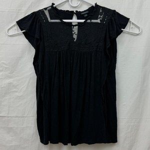 Torrid Knit Lace Inset Flutter Sleeve Top Women +Size 1 Black